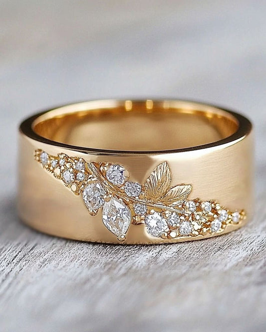 Anillo Casual con Diseño Floral Incrustado