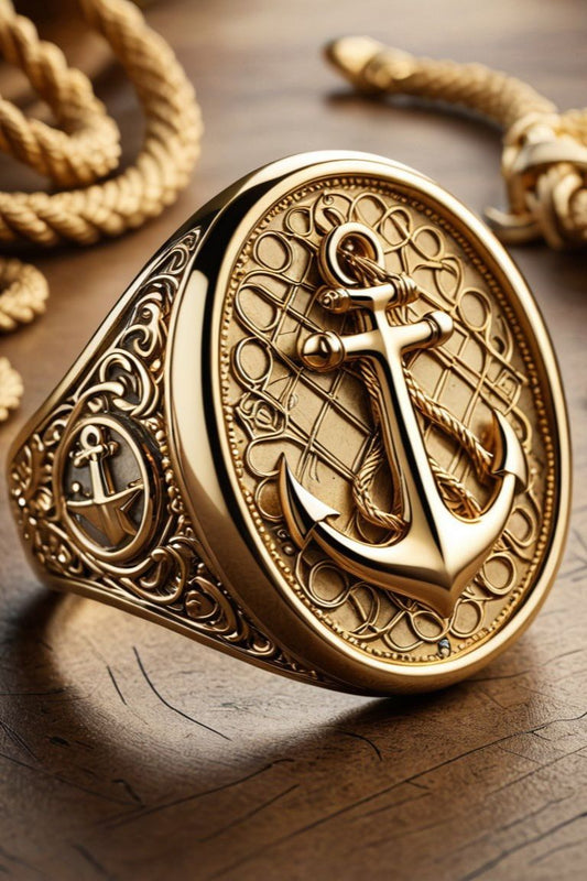 Anillo de Hombre con Diseño de Ancla