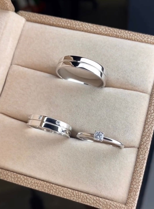 Set de Anillos de Boda en Oro Blanco