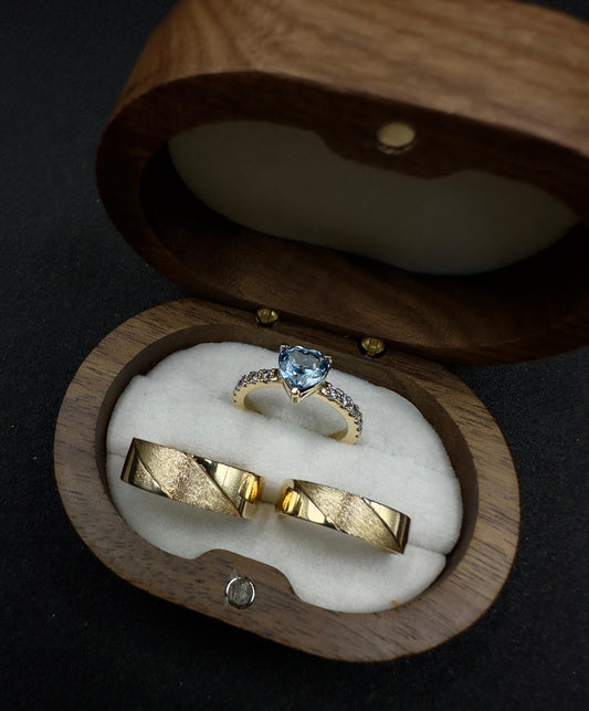 Set de Anillos de Boda con Zirconia Aguamarina