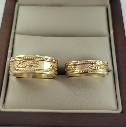 Dúo de Anillos de Boda en Oro de 10 k