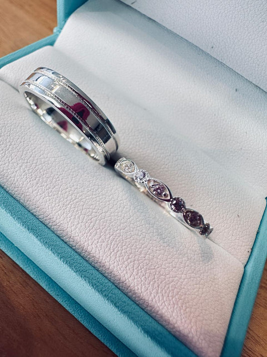 Dúo de Anillos de Boda Oro Blanco