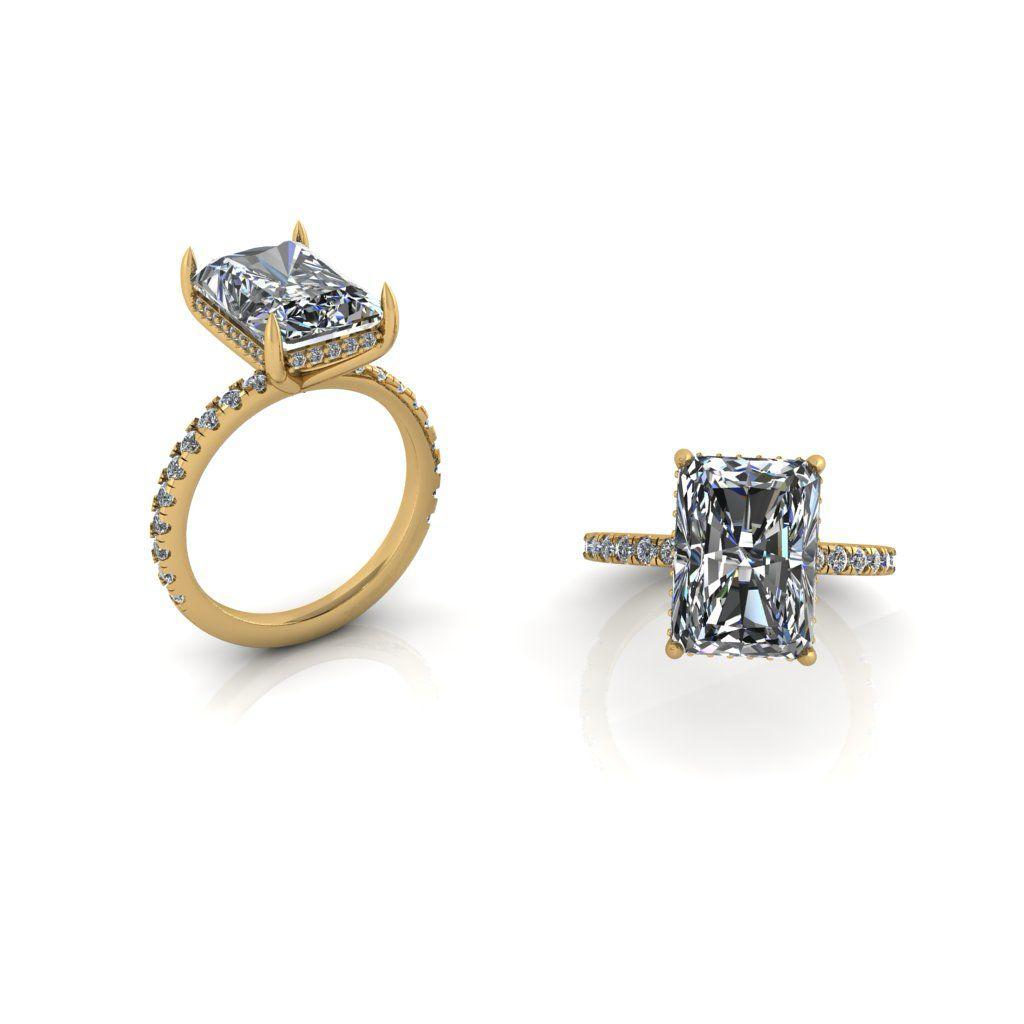 Anillo de Compromiso Corte Esmeralda 10 Kilates