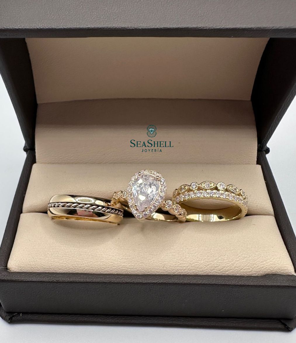 Trío de Anillos en Oro Trilogía de Amor 💍