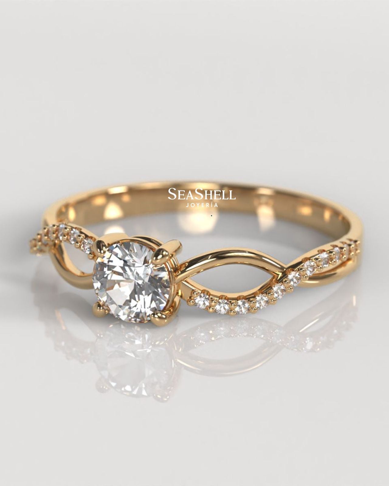 Anillo de Compromiso Corte Redondo Estilo Moderno