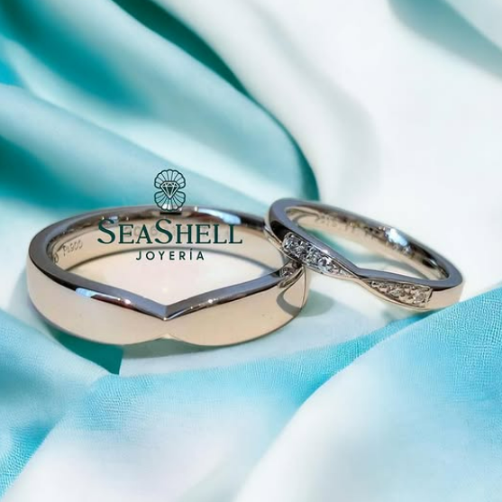 Dúo de Anillos de Matrimonio Oro Blanco