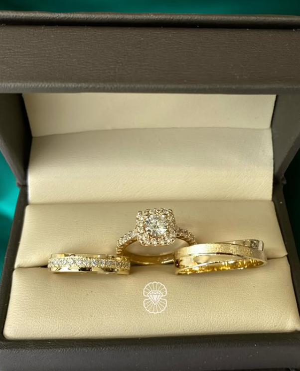Trío de Anillos de Matrimonio