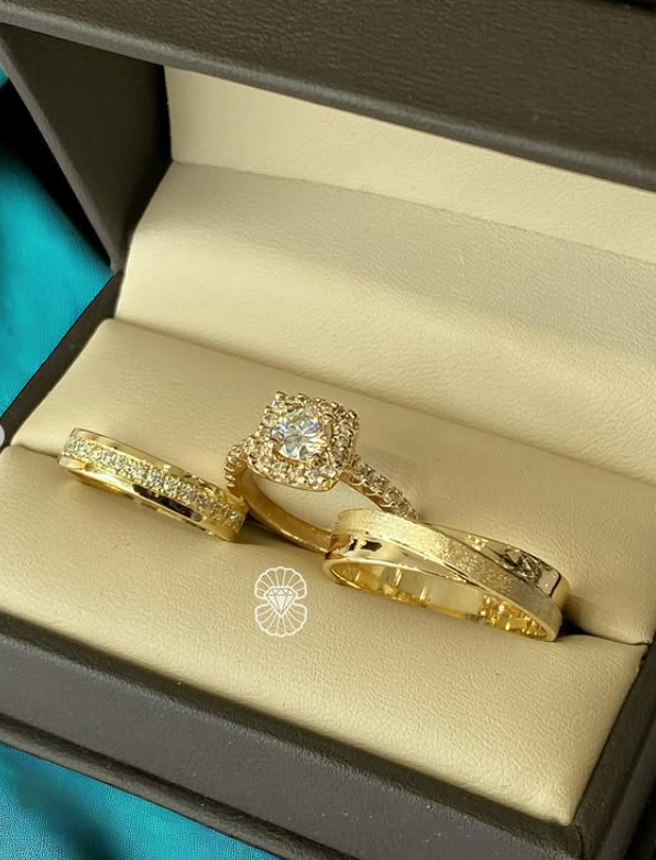 Trío de Anillos de Matrimonio