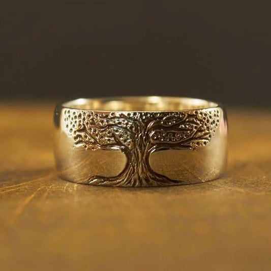 Anillo de Hombre Diseño del Árbol de la Vida En Oro