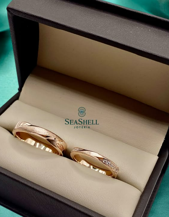 ✨ Dúo de Anillos de Boda en Oro Rosado ✨