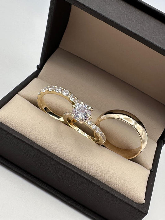Trío de Anillos de Boda Estilo Tradicional