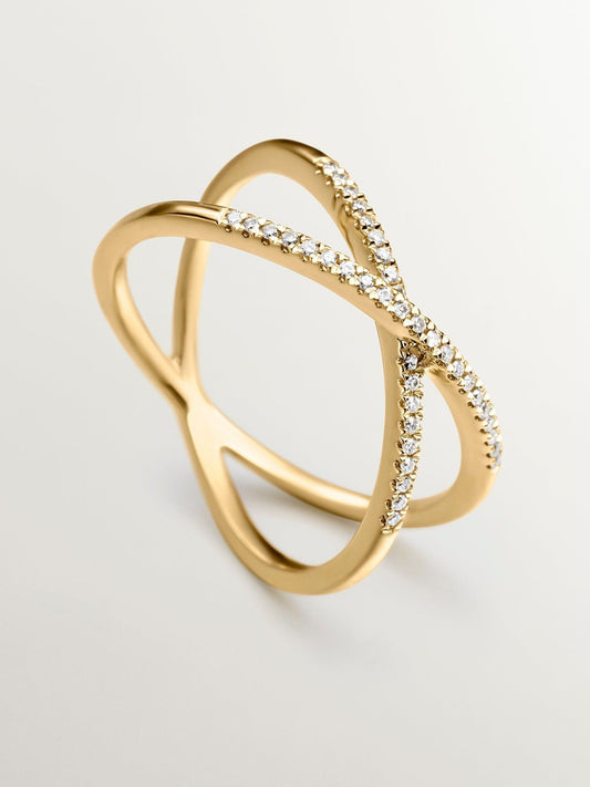 Anillo Casual en Oro Amarillo con Diseño Cruzado