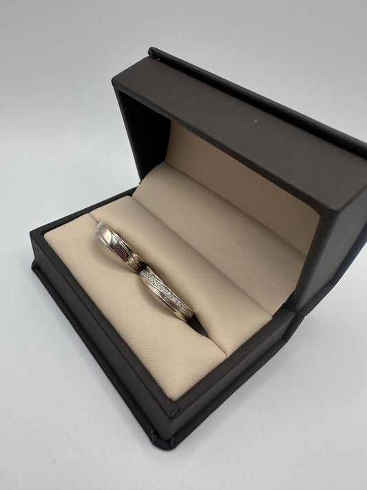 💍 Dúo de Alianzas de Boda en Oro Blanco 💍