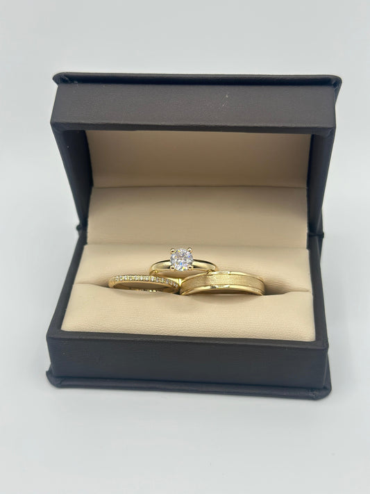 💍 Trío de Alianzas de Boda en Oro de 10 kilates