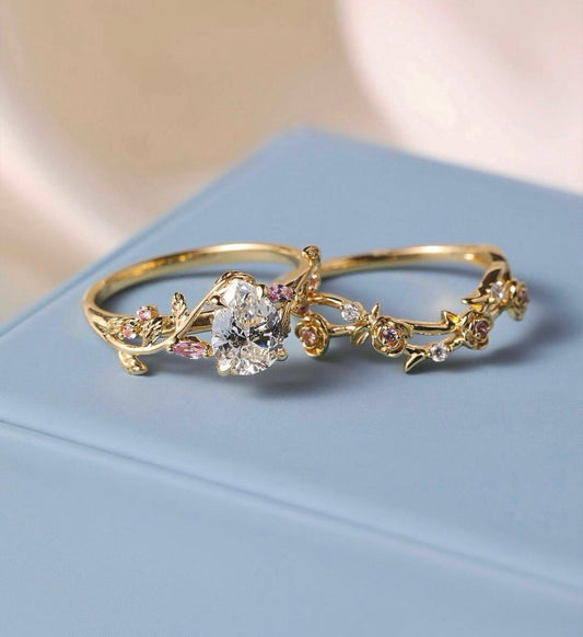 💖 Dúo de Anillos de Boda para Dama en Oro 💖
