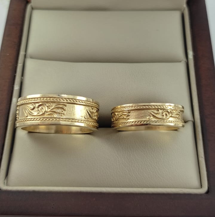 Dúo de Anillos de Boda en Oro de 10 k