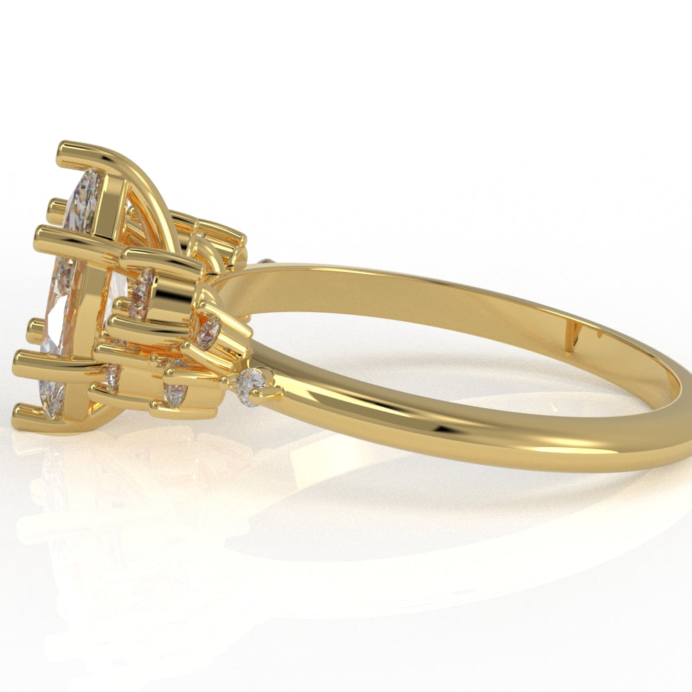 Anillo de Compromiso Corte Marquesa con zirconias, moissanitas o diamantes