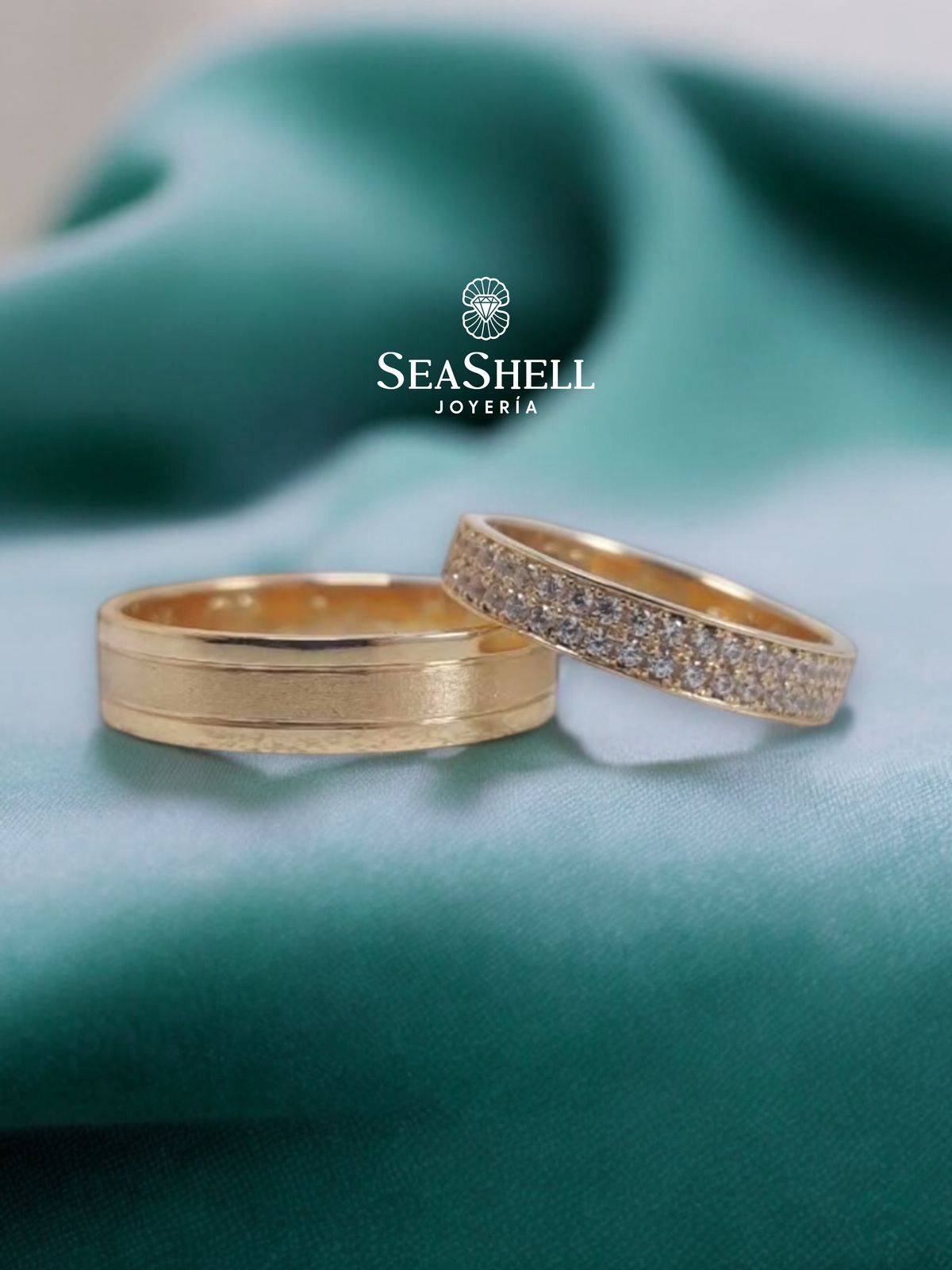 Dúo de Anillos de Boda en Oro de 10 k