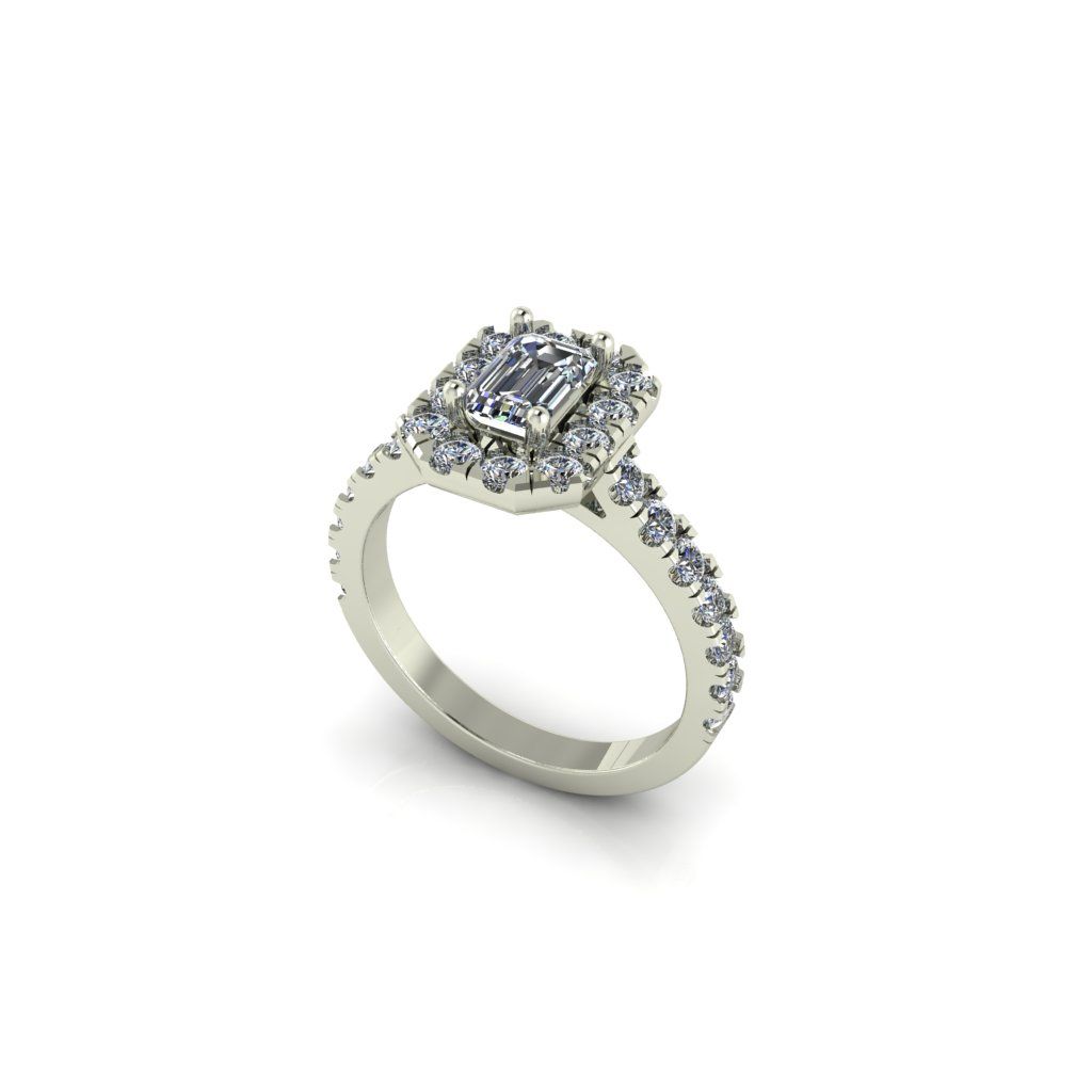 Anillo de Compromiso Corte Esmeralda