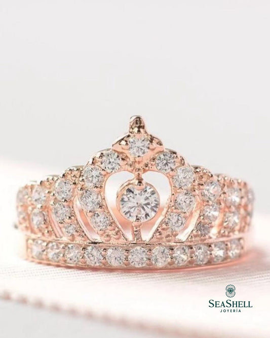 Anillo de Corona en Oro Rosa