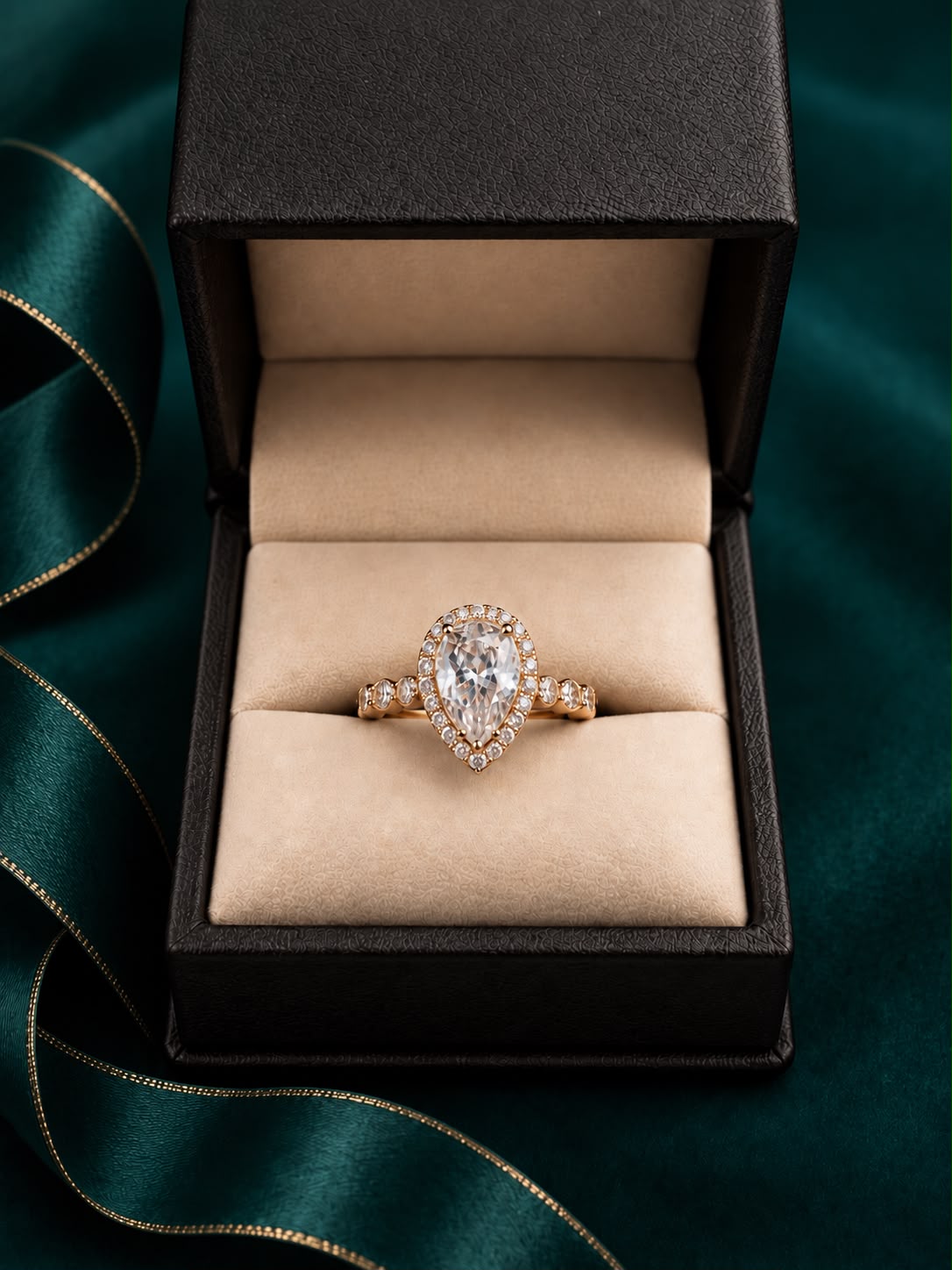 Anillo de Compromiso con Diseño de Lágrima
