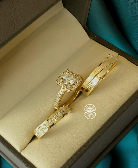 Trío de Anillos de Matrimonio